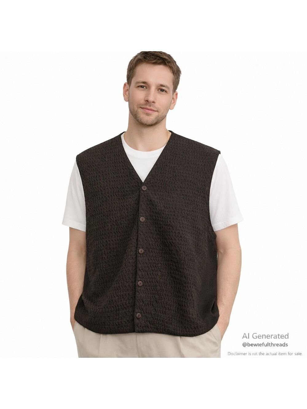 J Hane Barnes M/M Navy Textured Wool Button Sweater Vest Vintage